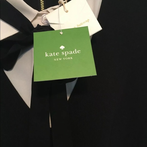 Kate Spade bow tie crepe dress a-line black white - Picture 4 of 9